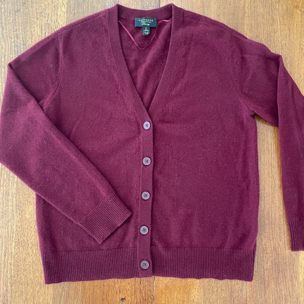 Holiday Red 100% cashmere cardigan sweater